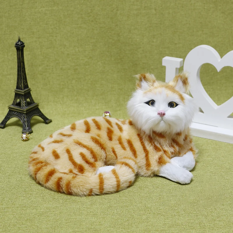 Simulation Plush Cat Toys Dolls Kitten Models Realistic Animals Figurines Kids Children Xmas Birthday Gift