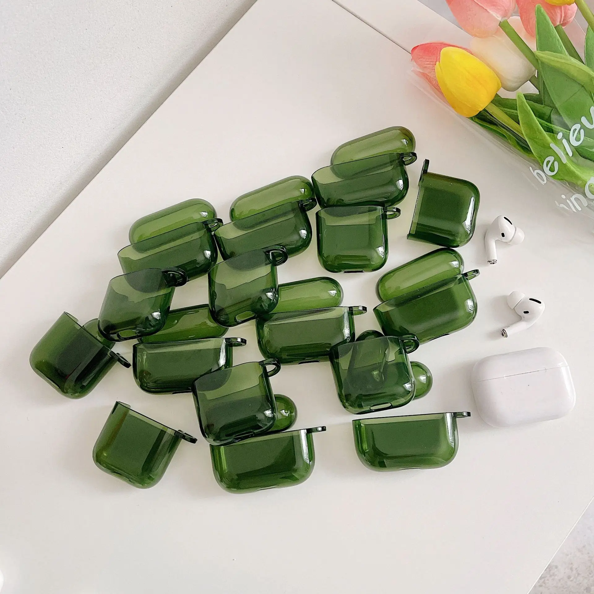 Funda de silicona para AirPods, Protector de auriculares para Airpods Pro 3, Color caramelo, transparente, luminoso