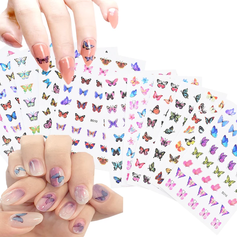 

16Pc-Japanese Butterfly Nail Sticker Pure and Fresh Style Decal DIY 3D Nail Art Decorations Fluttered Slider Covered Sticker Kit