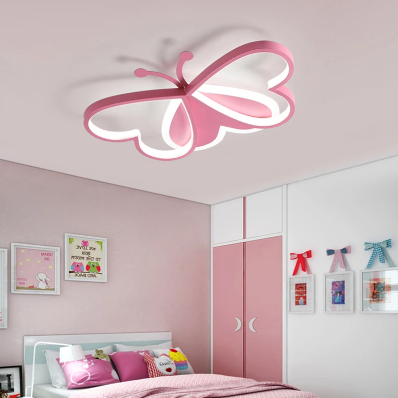 Imagem -03 - Butterfly Led Lamp For Kids Luz de Teto Regulável Decoração do Lar Iluminação Nórdico Quarto de Criança Decoração do Quarto