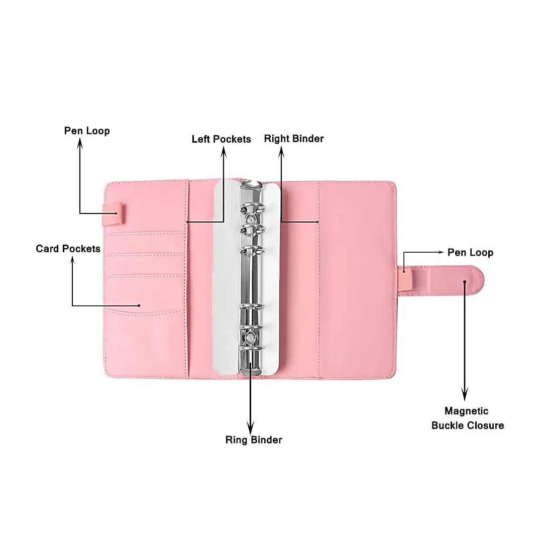 A6 Cash Envelopes Budget Binder System with 8PCS A6 Binder Zippe Pockets,12PCS Expense Budget Sheets, 2PCS Letter Sticker Labels