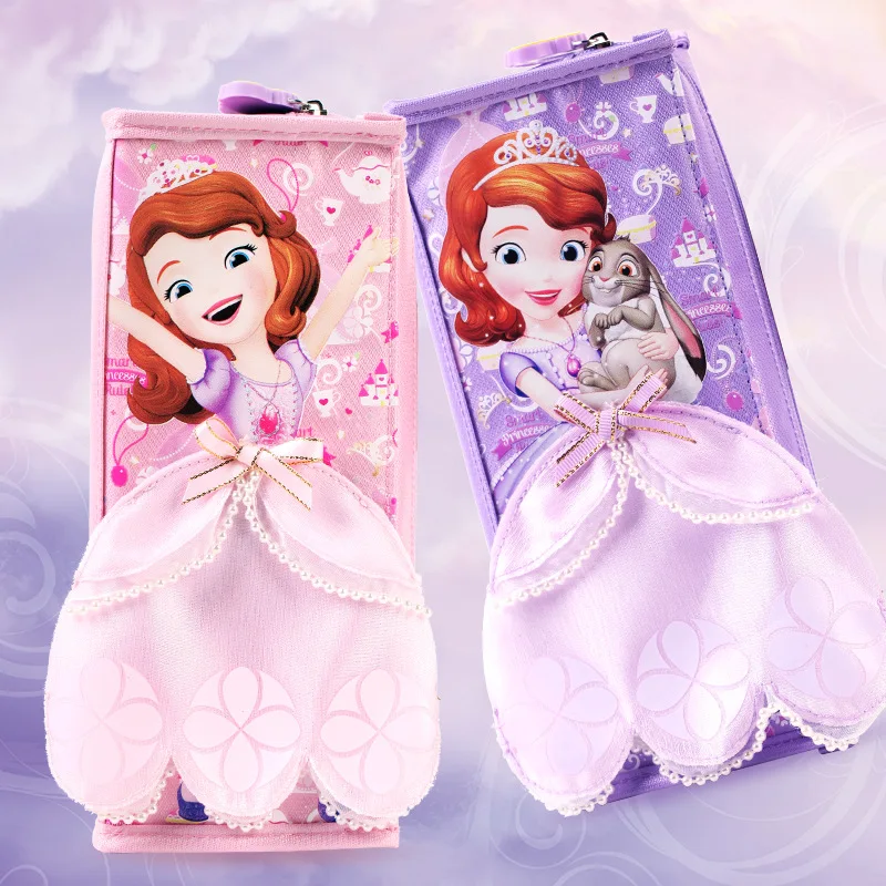 Disney stationery box cute Sophia character shape sarong canvas pencil bag cartoon learning gift