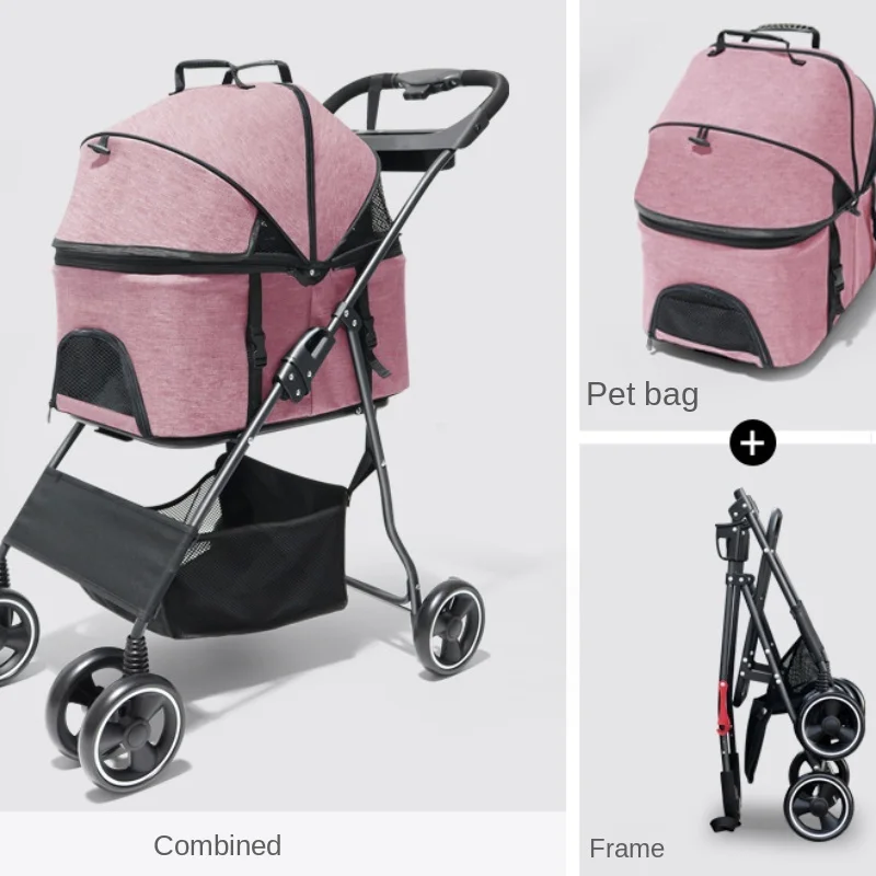 Portable Pet Stroller Removable Multi-function Dog Transporter Breathable Carrier Foldable 50 KG Pet Puppy Outdoor Travel Bag