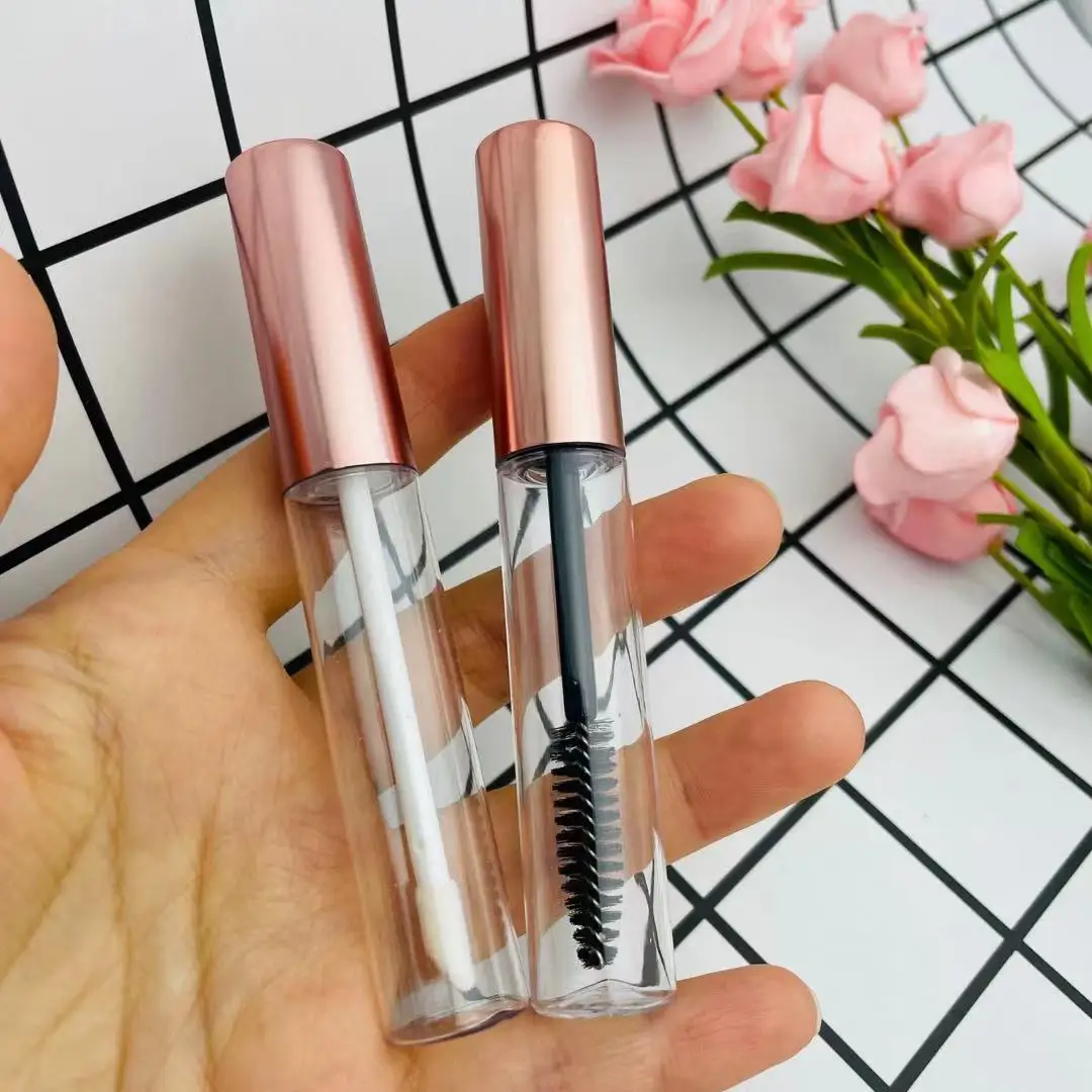 New 10ml Empty Mascara Tubes Pink Gold Cap Lip gloss Eyelash Tube Mascara Bottle Cream Cosmetic Packaging Container