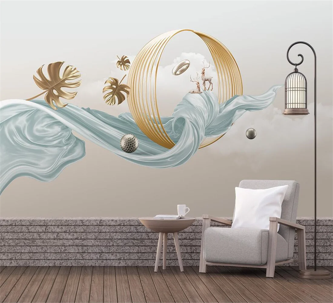 

Custom Photo wall paper Modern abstract 3D stereo ribbon elk Large Mural Wallpaper For Living Room sofa bedroom decoration