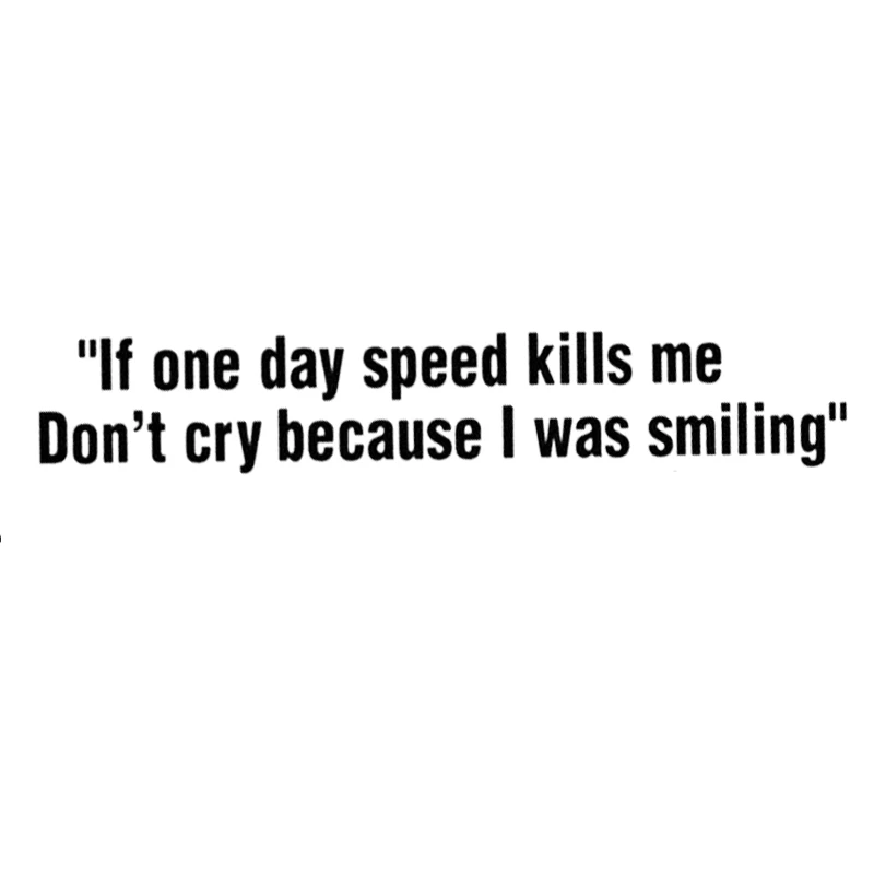 17*3cm IF ONE DAY SPEED KILLS ME Vinyl Decals Brief Literary And Artistic Quotations Car Accessories