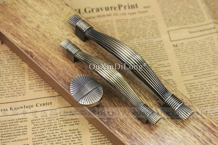 Retro Vintage 10PCS Solid Zinc Alloy Cabinet Door Handles & Knobs Cupboard Wardrobe Closet Drawer Kitchen TV Cabinet Pulls Pens