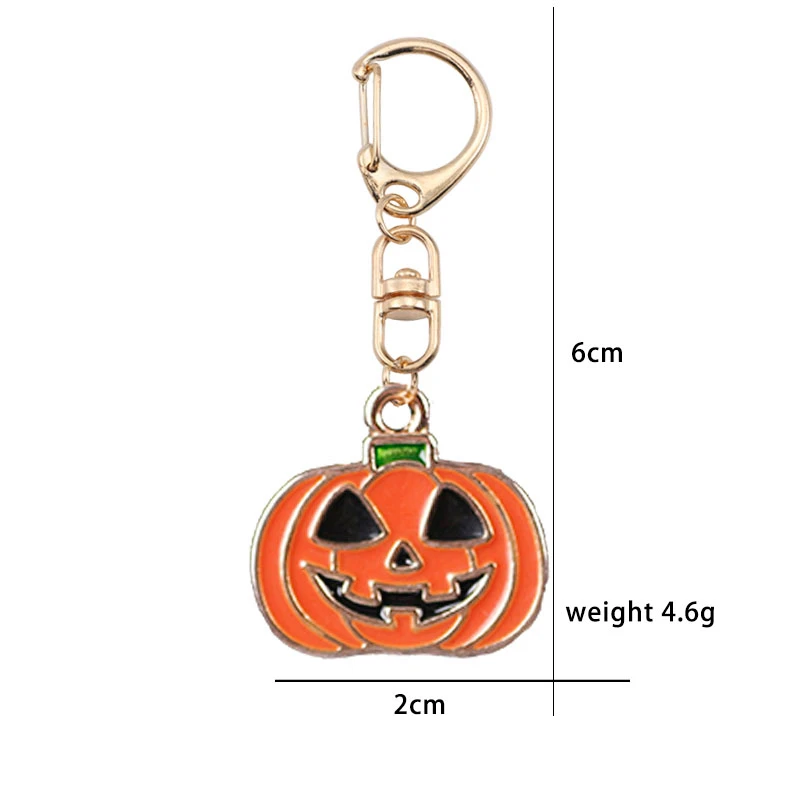 Llavero clásico de Halloween para hombre y mujer, colgante de Metal de aleación divertida con cabeza de calabaza, mochila de vacaciones, regalo de joyería de dibujos animados