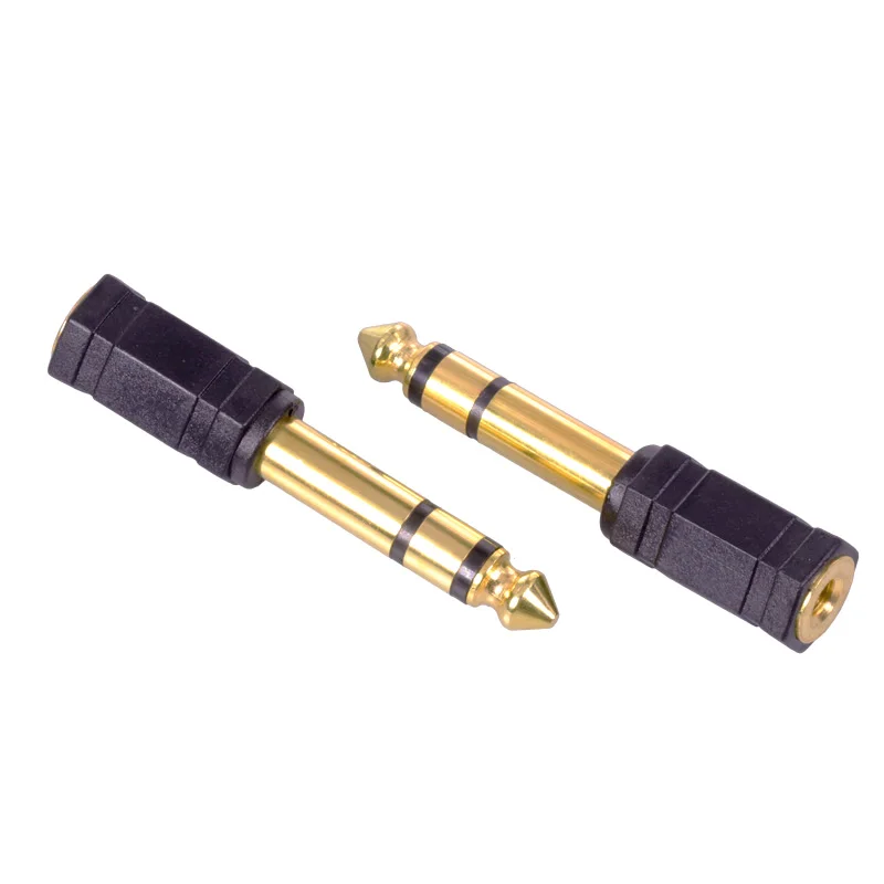 1pc Jack 3.5mm 6 Corners Jack 6.35mm 3Poles Stereo Male Plug to 3.5mm Stereo Female Adapter Audio Microphone Plug Gold Plated