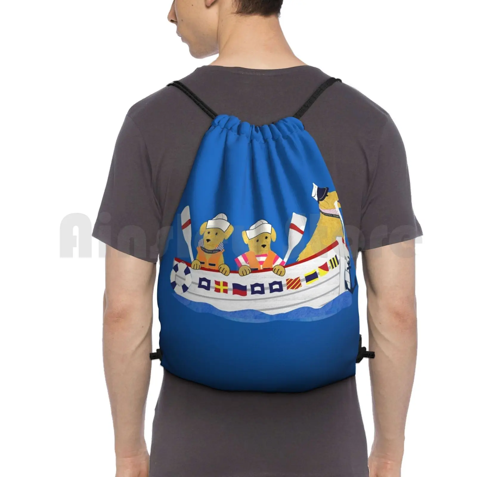 

Preppy Dogs-Golden Retrievers Backpack Drawstring Bags Gym Bag Waterproof Animals Dog Dogs Golden Retriever Golden
