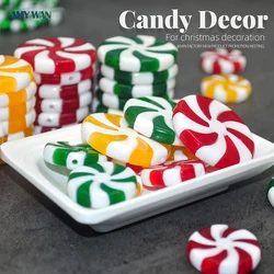 24pcs Christmas Tree Decoration Artificial Lollipops Red and White Candy Pendants Home Decor New Year Children's Gifts Navidad