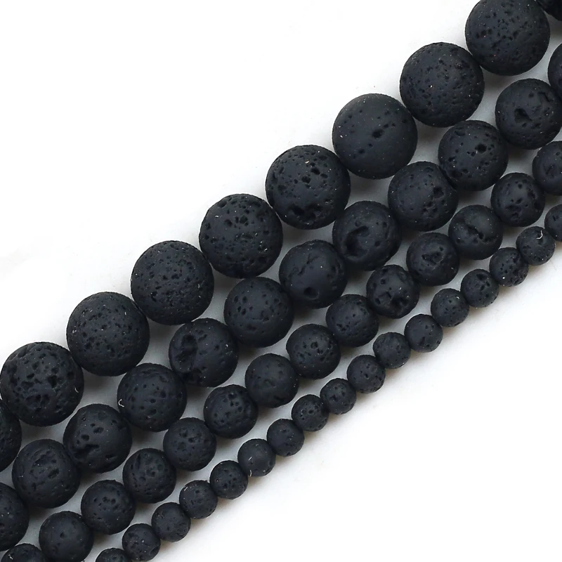 4/6/8/10mm Natural Black Lava Hematite Rock Stone Beads Round Loose Beads For Jewelry Making DIY Bracelet 15''