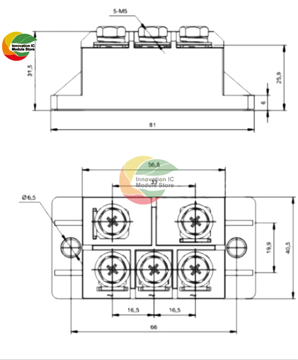 MDQ Series Single-phase Bridge Module MDQ150A 150A 1600V 1-phase Diode Rectifier Radiator Copper Base