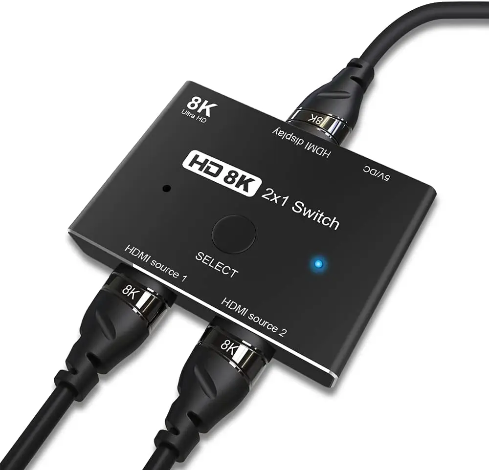 CABLEDECONN HDMI 2.1 Ultra HD High Speed 48Gbps Directional Switch Only 2in1out 8K@60Hz 4K@120Hz Splitter Converter Adapter