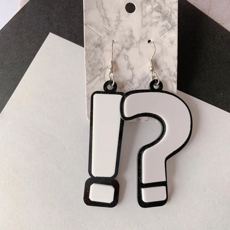 3D Fashion Women Earrings Question Mark Exclamation Drop Pendant Earring Gifts