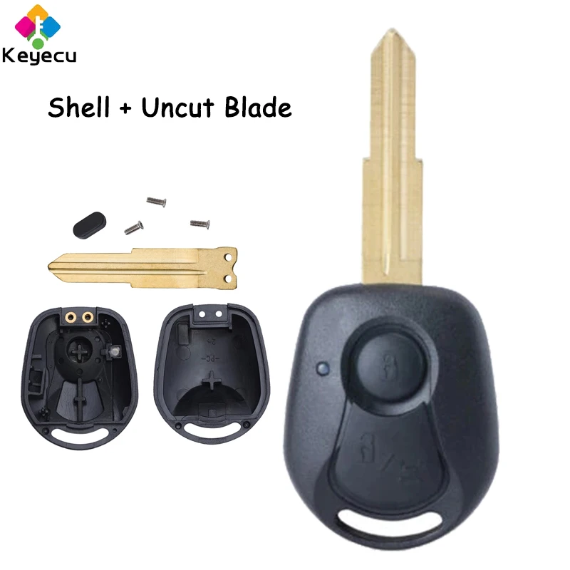 

KEYECU Replacement Remote Car Key Shell Case Housing With 2 Buttons & Uncut Blade - FOB for Ssangyong Actyon Kyron Rexton