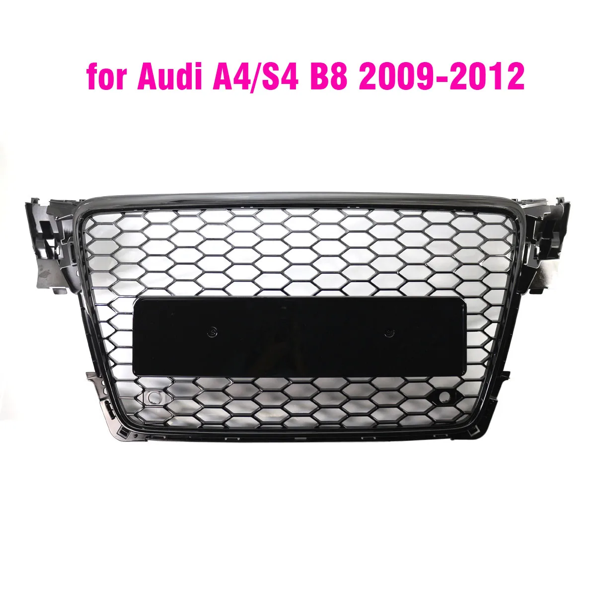 

Gloss Black Front Bumper Kidney Grill Grilles Hex Mesh Honeycomb for Audi A4 S4 RS4 B8 2009 2010 2011 2012 styling