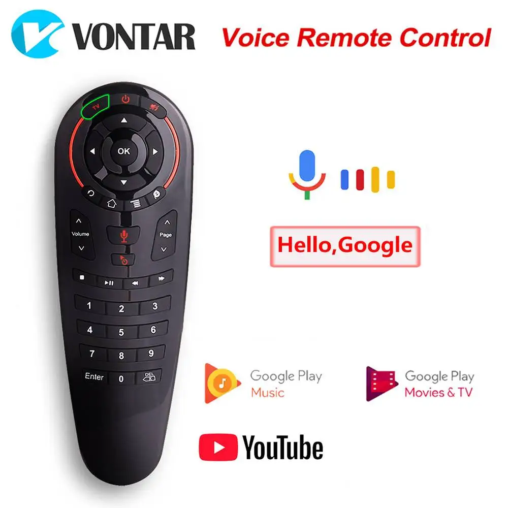 Google Voice Remote Control Gyro Sensing IR Learning Mini 2.4G Wireless Air Mouse Keyboard per Android 11.0 10.0 9.0 TV BOX