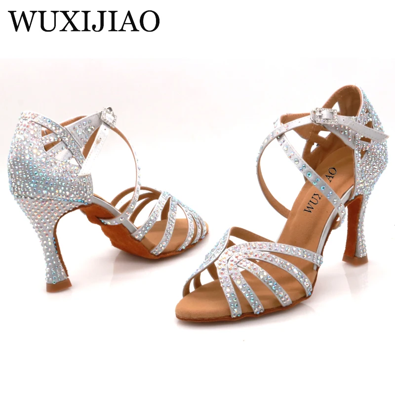 WUXIJIAO Jazz รองเท้าเต้นรำละตินรองเท้าหญิง Latin Salsa ลำลองรองเท้าสีบรอนซ์เงินรองเท้า