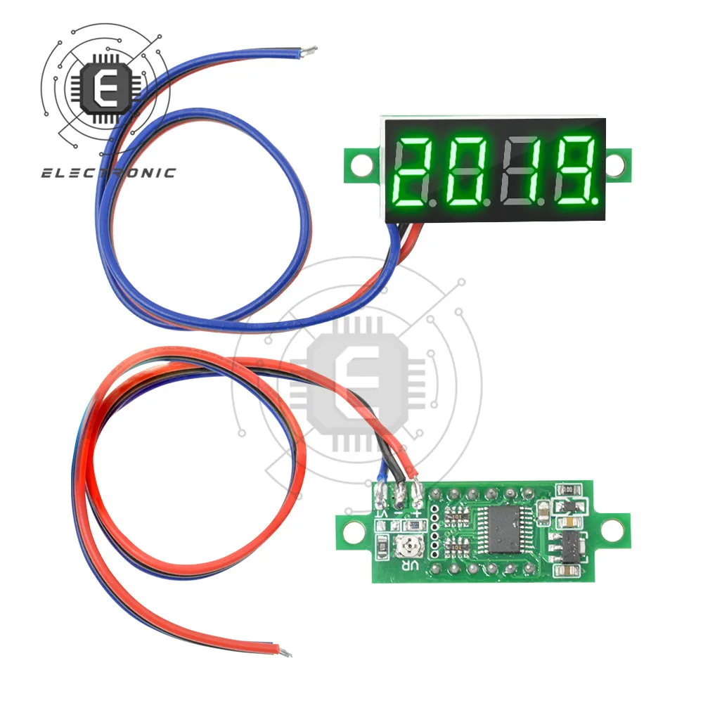 จอแสดงผล LCD 0.36นิ้ว3สาย4หลักโวลต์มิเตอร์0-100V เครื่องทดสอบแรงดันไฟฟ้าเครื่องมือวัด