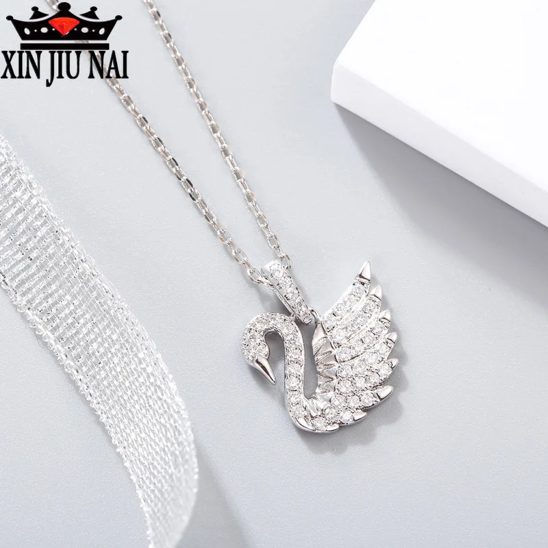 

2020 hot new arrival arrives s925 sterling silver 5A zircon super shining fresh cute wind swan-shaped female money pendant