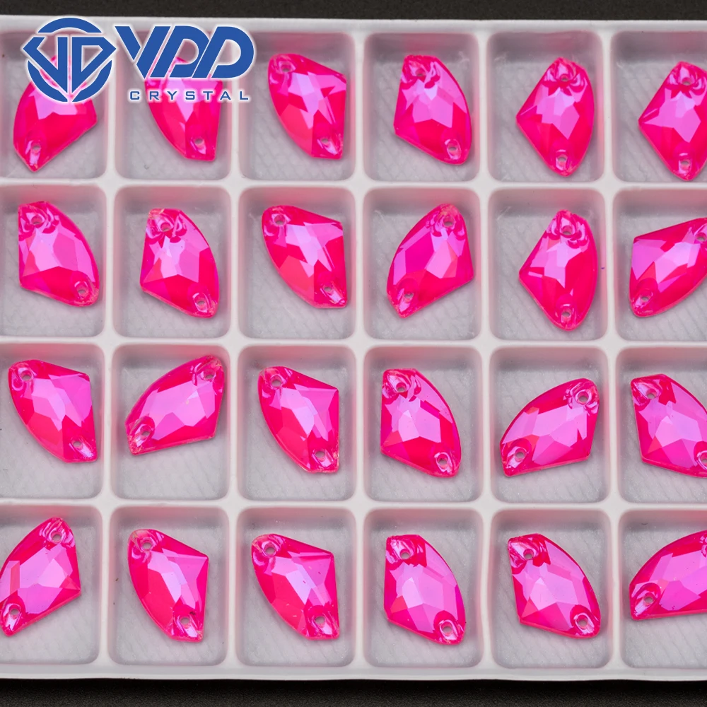 VDD Galactic AAAAA K9 Neon Rose Glass Sew On Rhinestones Sewing Crystal Flatback Stones For Clothes Accessories Wedding Dress