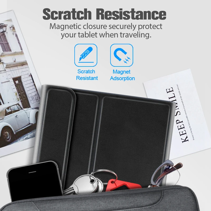 Capa magnética com teclado para samsung galaxy tab a7 lite, 8.7 polegadas sm t220 t225 sem fio bluetooth