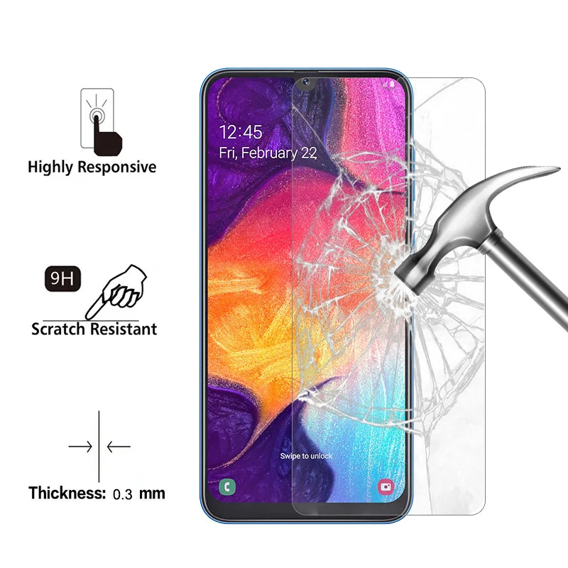 2Pcs Tempered Glass For Samsung Galaxy A10 A30 A50 A70 Screen Protector For Samsung A70 SM-A705F/DS SM-A505F/GYN Protective Film