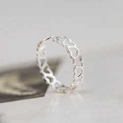 925 Sterling Silver Heart Open Rings For Women Hypoallergenic Fashion Girl Sterling-silver-jewelry