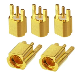 Conector Jack hembra MMCX, montaje PCB con soldadura recta chapada en oro, 3 pines, 5 uds.