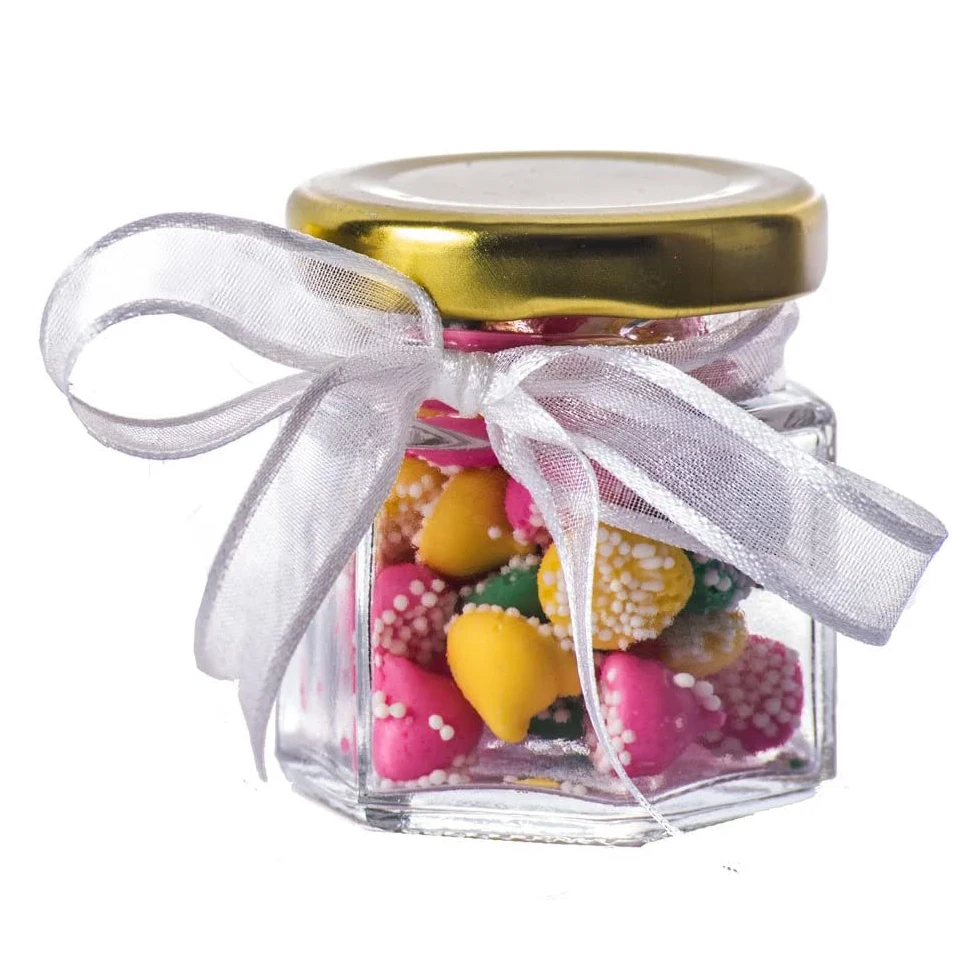 Hexagon Glass Jars  Premium Food-grade. Mini Jars With Lids For Gifts, Wedding Favors, Honey, Jams And More