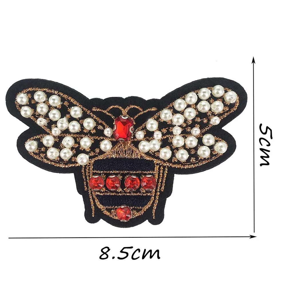 1piece Large Heart Shape Rhinestone Beaded Patches Handmade Clothes Decorated Applique Patches for DIY Clothes Bag Wedding CZ115