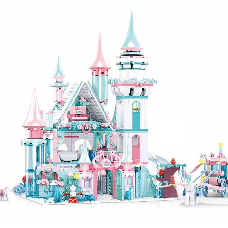 QWZ 1314pcs Snow World Series Magical Ice Castle Set Girls Building Blocks Bricks Toys Girl Friend For Christmas Gifts