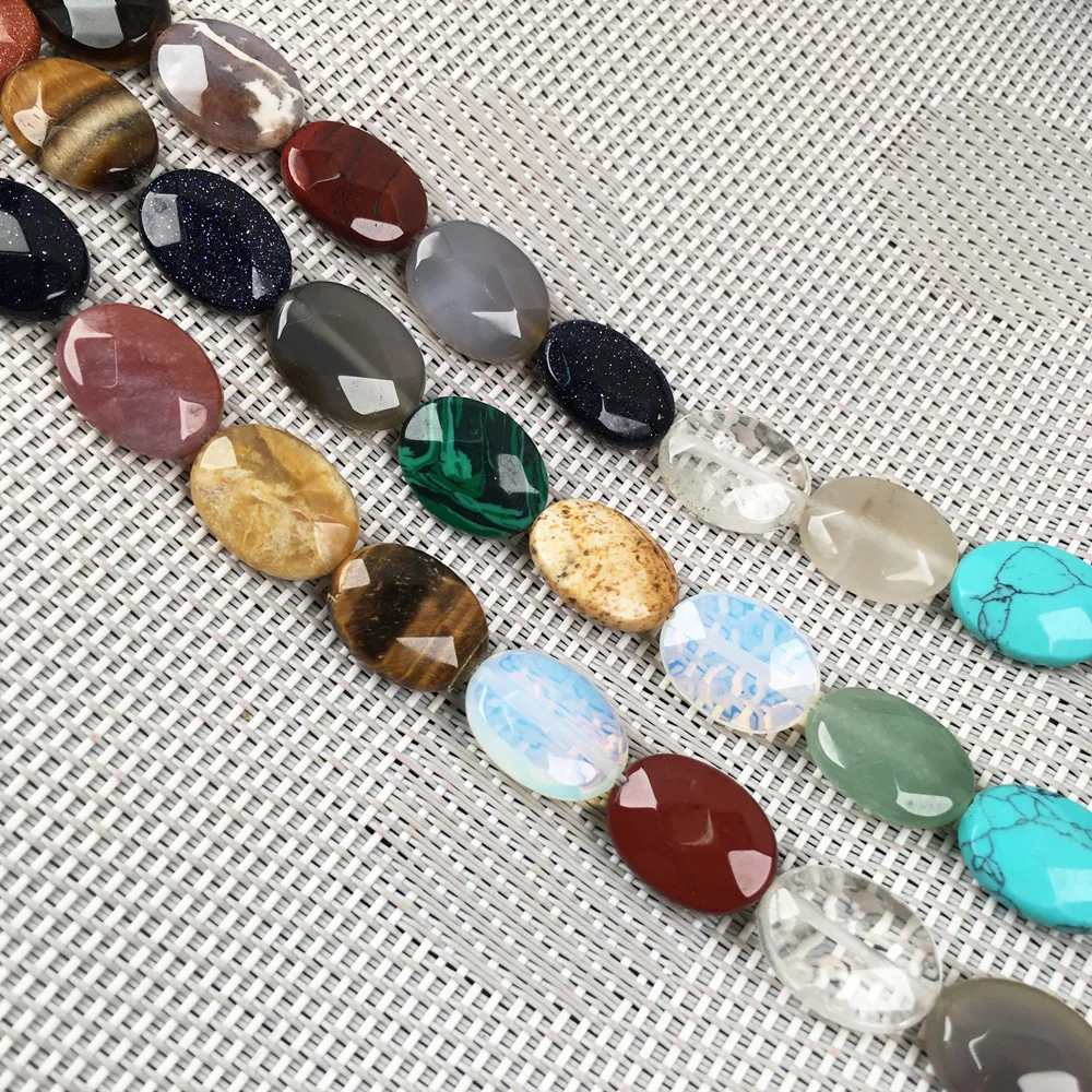 Natural Stone Oval shape Faceted Beading Agates crystal Scattered beads For jewelry making DIY Necklace Bracelet Accessories