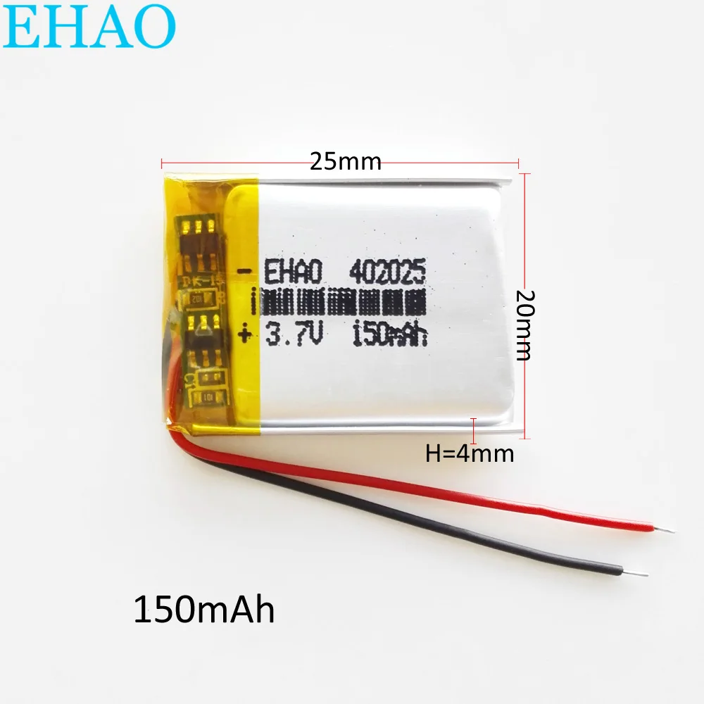 EHAO 402025 3.7V 150mAh akumulator litowo-polimerowy LiPo do Mp3 GPS słuchawki bluetooth zestaw słuchawkowy inteligentny zegarek