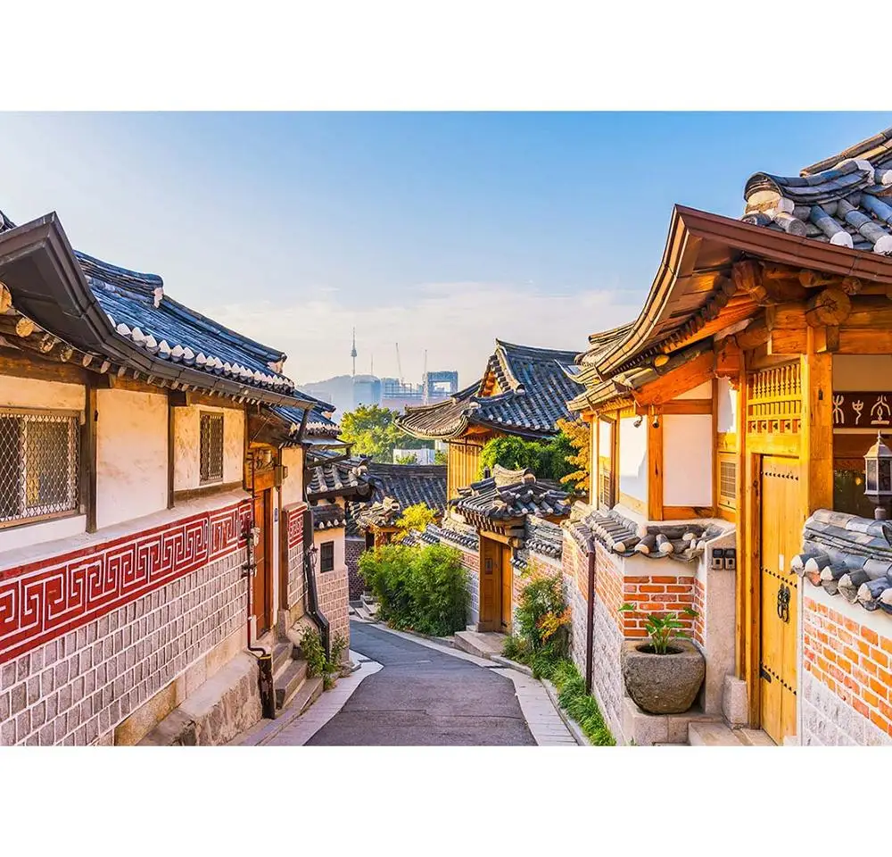 중국 스타일 거리 경치 좋은 빈티지 집 풍경 배경, 어린이 젊은 초상화 사진 배경 사진 스튜디오용