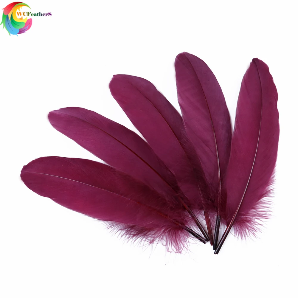 Burgundy Red Dyed Nature Goose Feathers 13-18CM for DIY Handwork Accessories Wedding Home Party Decoration Plume