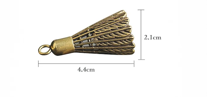 Solid Brass Retro Handmade Badminton Craft DIY Miniature Pendant Keychain Ring Ornament Accessory