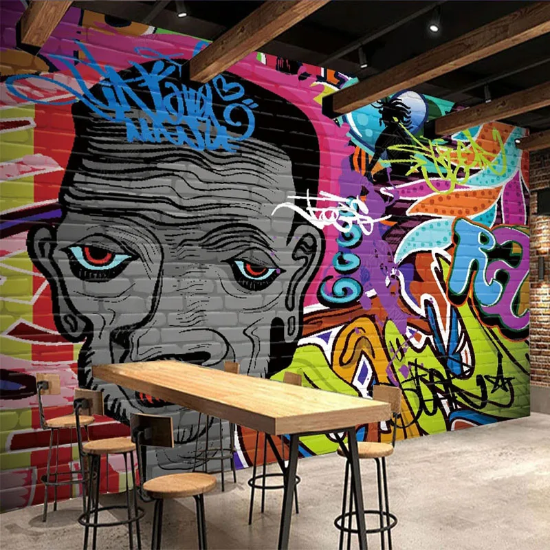 

Custom 3D Wall Mural Retro Street Graffiti Inkjet Personalized Photo Wallpaper Bar KTV Tooling Background Wall Papel De Parede