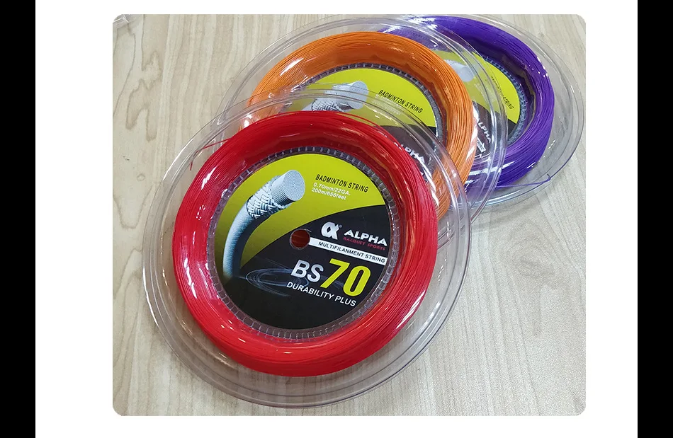 Alpha Badminton Saite 200m Rollen Haltbarkeit 0,7mm hohe umfassende Leistung Badminton Saite 30lbs Ball Zubehör70 – Detail 16