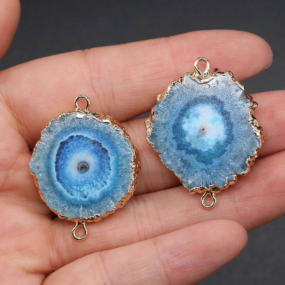 Hot Sale Natural Stone Agates Druzy Pendant Charms Connector Irregular Quartz Pendants For Jewelry Making DIY Necklace Earring