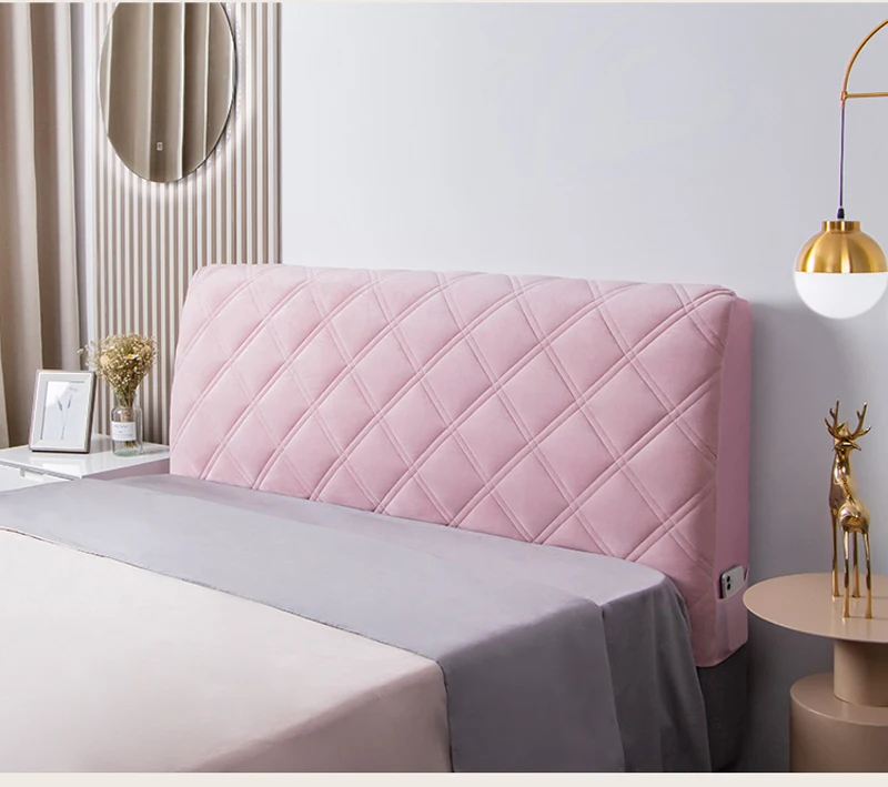 Hochwertiger, gesteppter Kopfteilbezug aus Samt, All-Inclusive, superluxuriös, weich, dick, kurzer Plüsch-Quilt-Bettkopfbezug – Detail 13