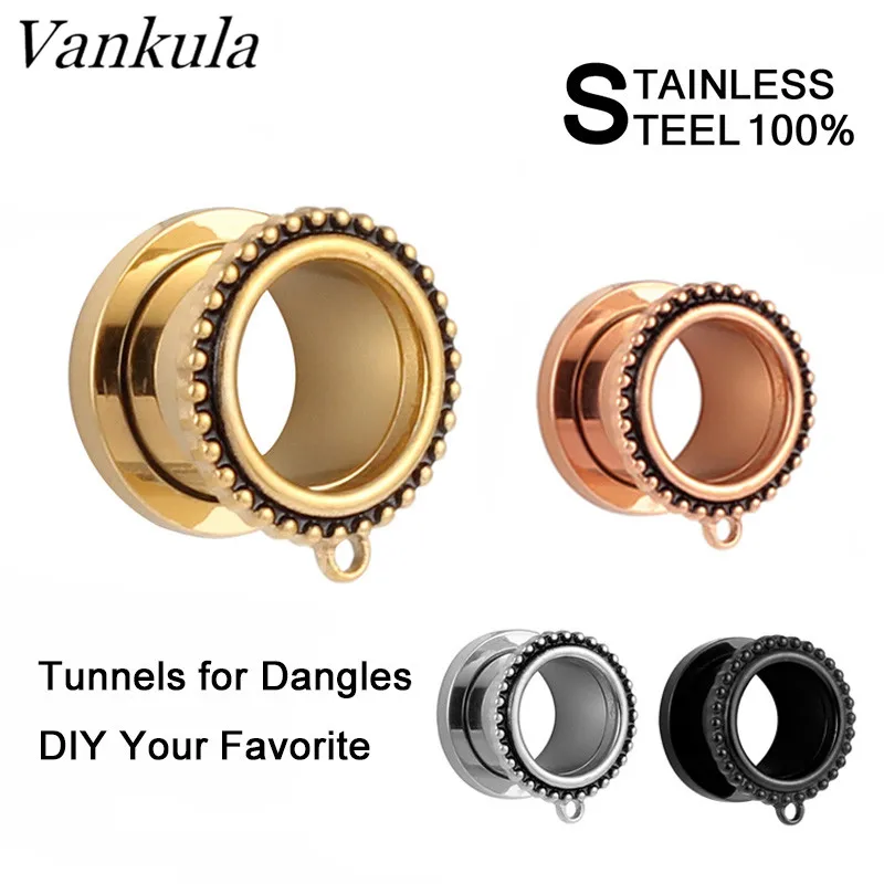 Vankula 316L Stainless Steel DIY Ear Flesh Tunnels Body Piercing Fashion Jewelry Body Jewelry Earrings Expander Pair Selling