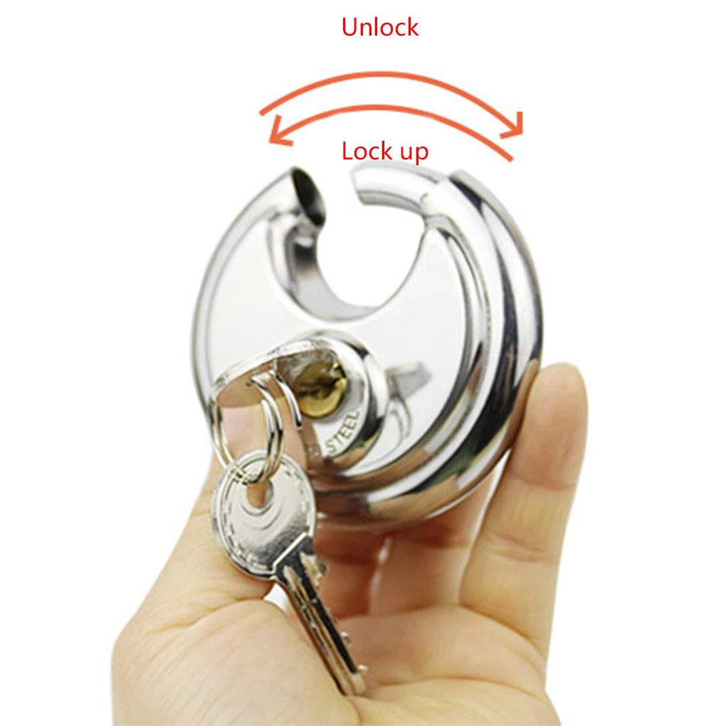 Stainless Steel Anti-Theft Padlock Large Round Discus Lock for Warehouse Door Window Bicycle Anti-theft Lock