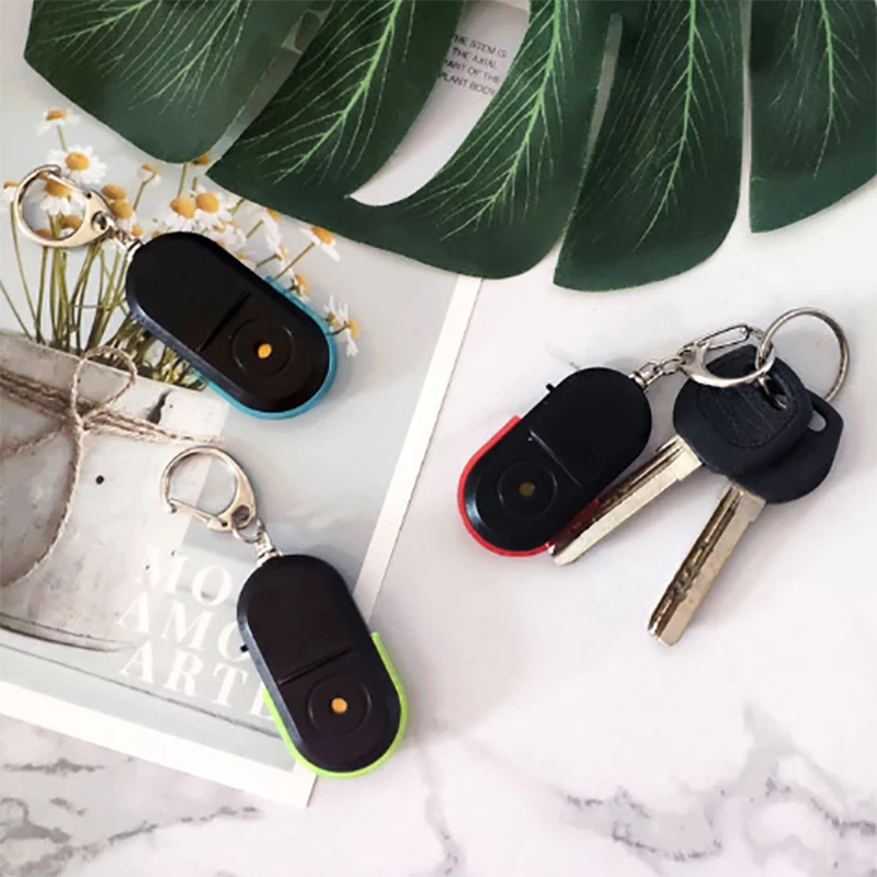 LED Whistle Key Finder Flashing Beeping Sound Control Alarm Anti-Lost Key Locator Finder Tracker with Key Ring