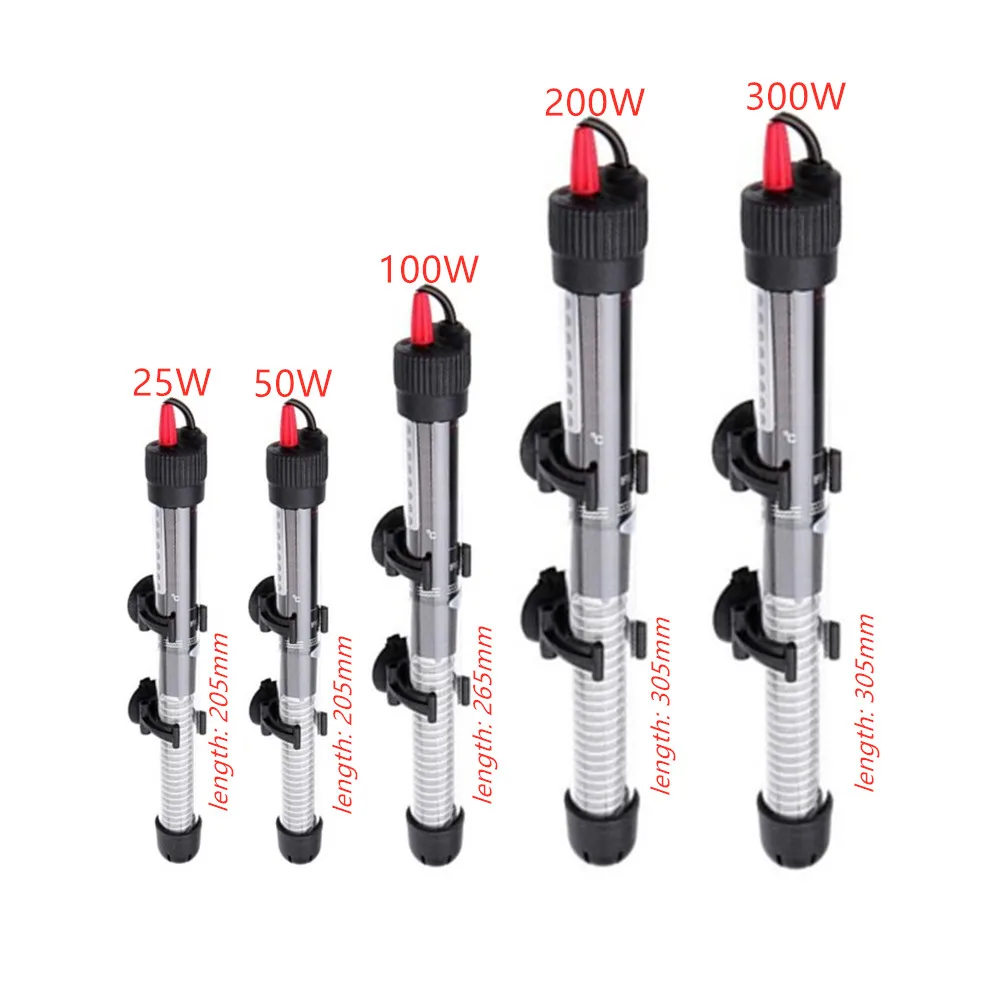 25W/50W/100W/200W/300W Aquarium Submersible Fish Tank Adjustable Water Heater Constant Temperature Heating Rod EU/US Plug