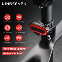 KINGSEVEN Bike Light Smart Brake Sensor Rear Tail Light USB Rechargeable LED Bicycle Headlight Cycling Flashlight MTB Taillight