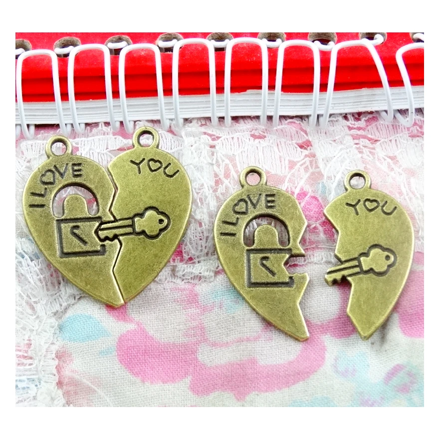 

30sets 30*27MM Vintage Antique Bronze Zinc alloy Love Heart Lock DIY Accessories Jewelry Findings