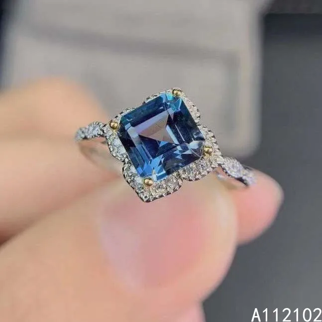 

KJJEAXCMY fine jewelry 925 sterling silver inlaid natural blue topaz noble new girl gemstone ring support test Chinese style