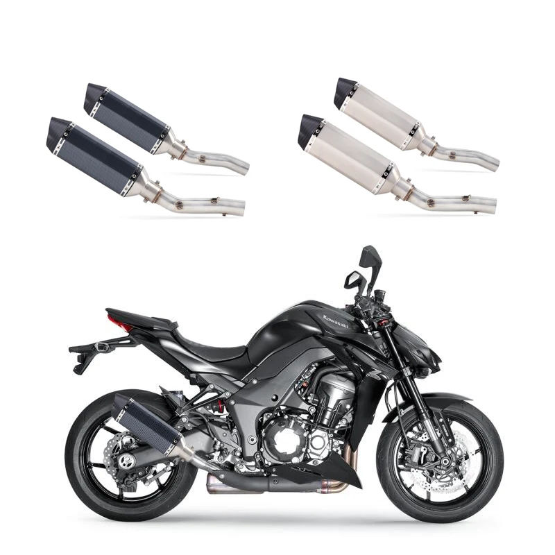 Slip On For Kawasaki Z1000 Z1000SX Z1000R 2010-2020 Motorcycle Full System Exhaust Muffler Escape Middle Link Round Pipe